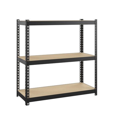 Space Solutions 1000 Riveted Steel Shelving 3-Shelf 12"Dx30"Wx30"H, Black 22539